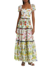 Shop CAROLINE CONSTAS Hart Floral Tiered Maxi Dress at Saks Fifth Avenue